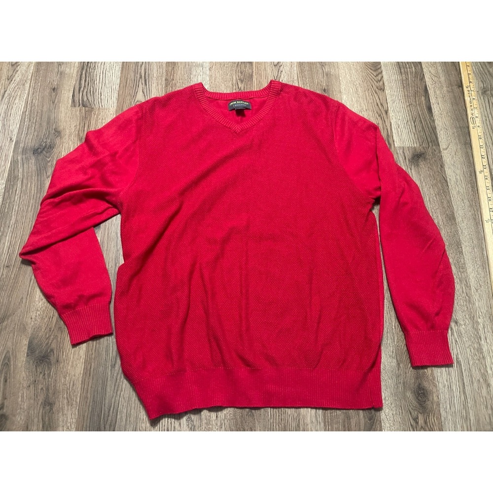 John Bartlett Sweater, Men's Size Large, Red, V-neck, Pullover, Long Sleeve